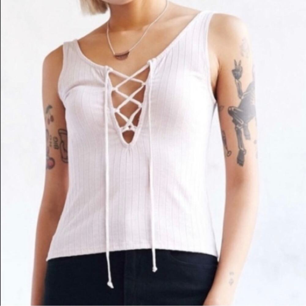 project social t urban outfitters light pink tie up tank top women xsmall